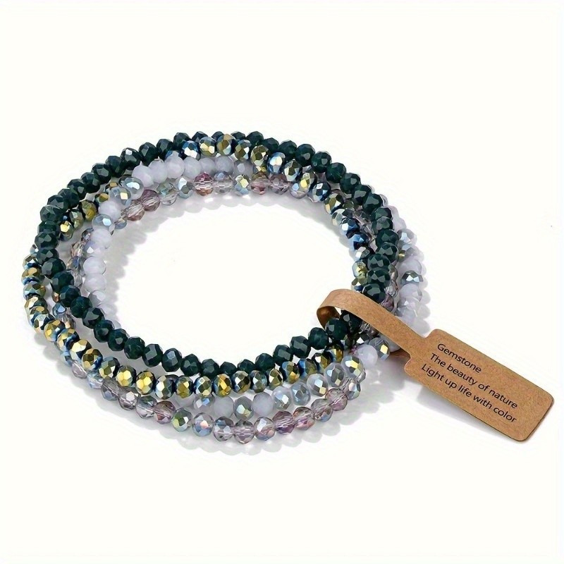 Colored Glass Beaded Bracelet Women’s Retro Fashion Stacked Bracelet Jewelry