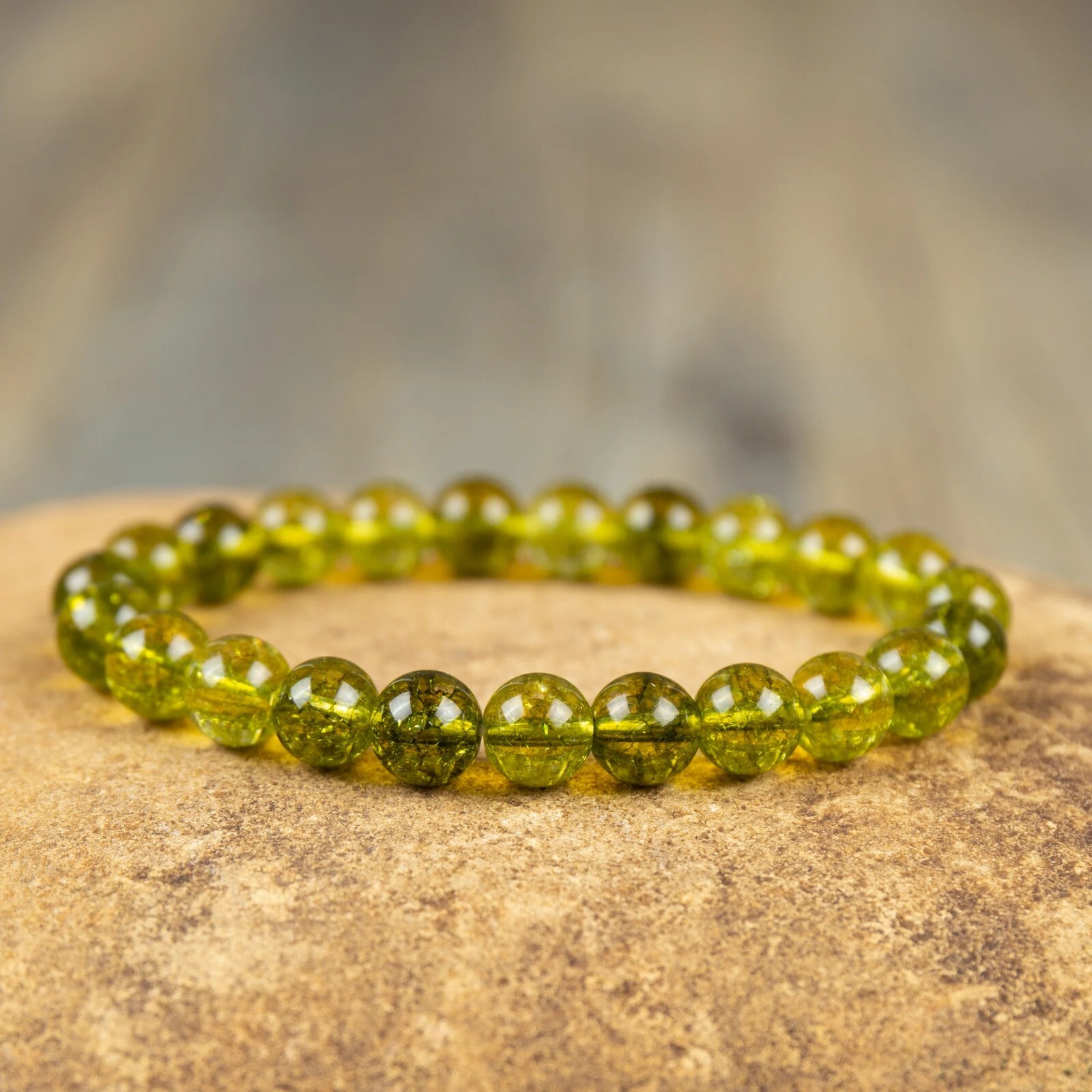 Peridot Round Beaded Stretch Bracelet Beads Bracelet Healing Everyday Jewelry