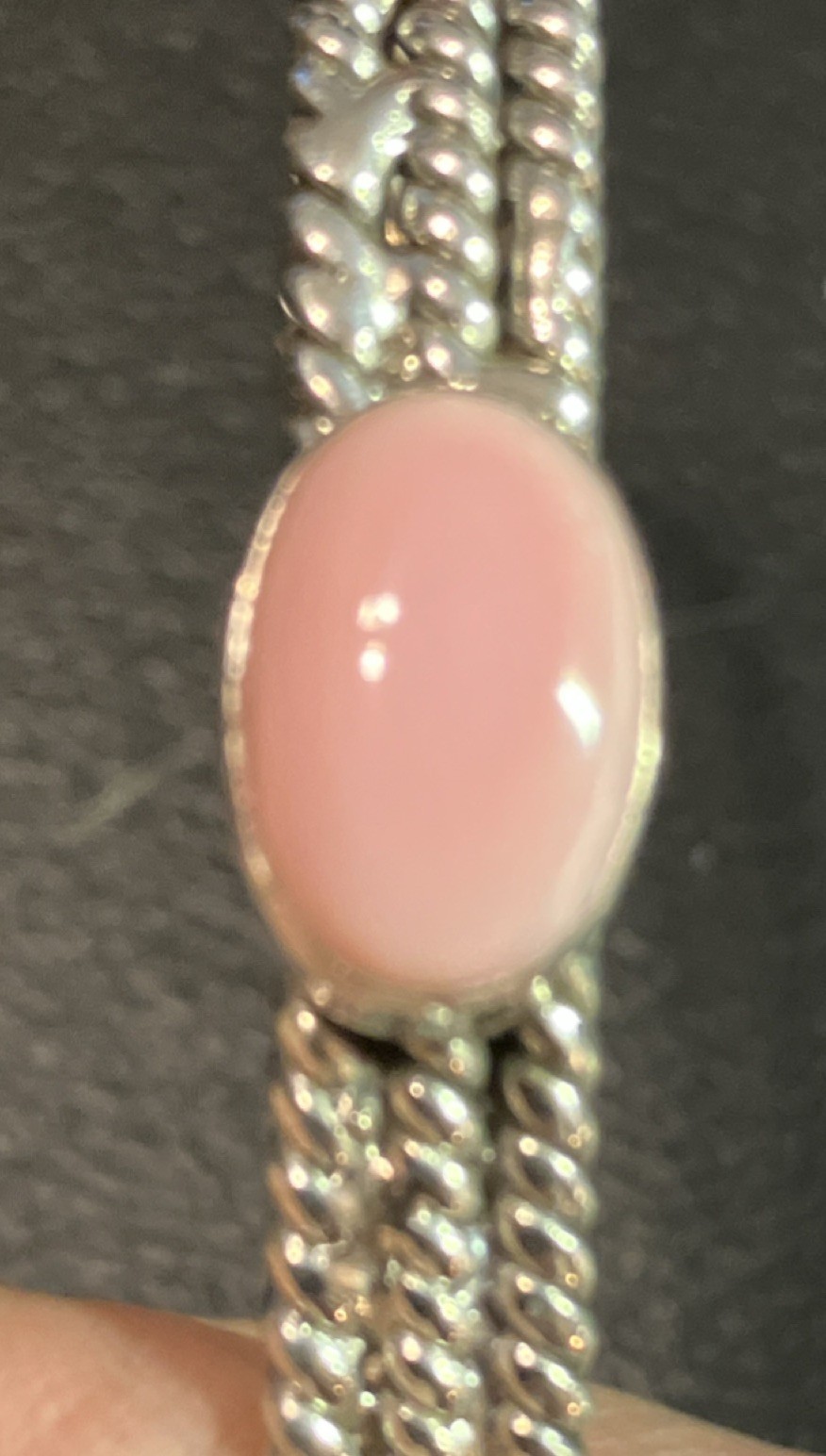 Pink Conch Shell Twisted Rope Sterling 925 Cuff Bracelet Sz 7 New Stacker Silver