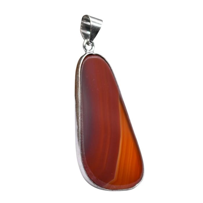 Botswana Red Agate Natural Gemstone Silver Plated Pendant 2.5″ J 1647