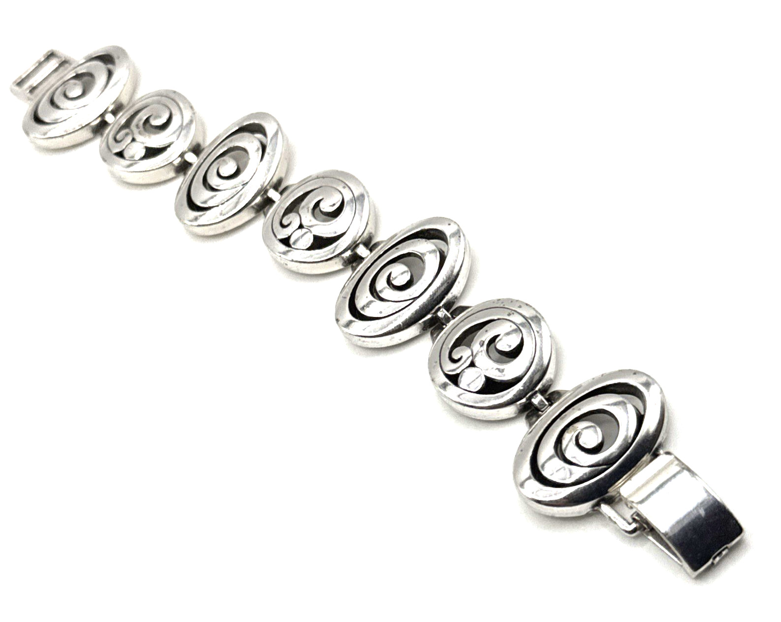 Brighton Contempo Chunky Spirals Linked Silver Bracelet 7.5 Inches