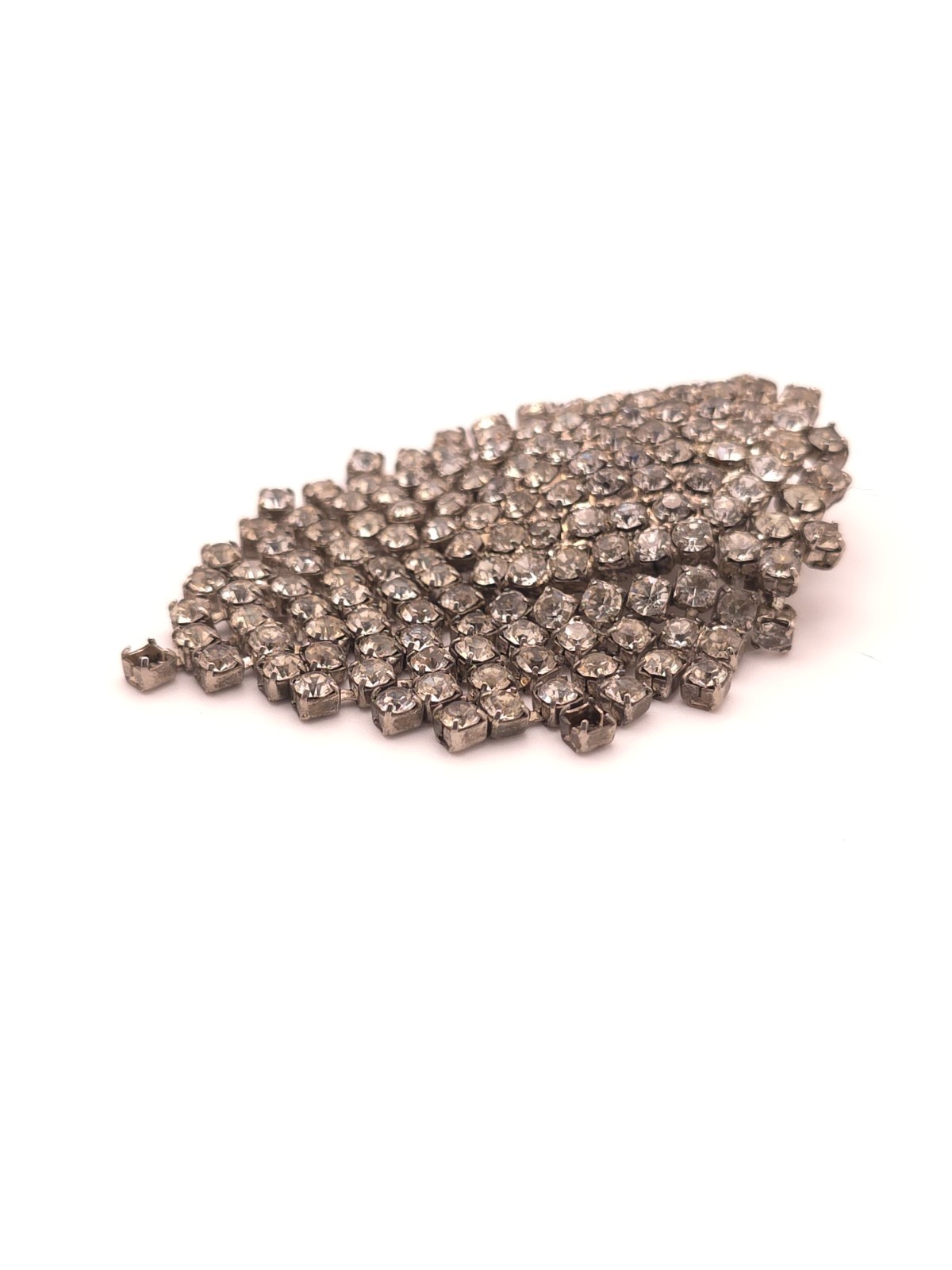 Vintage Silver Tone Clear Waterfall Rhinestone Dangle Brooch Pin(Missing Stones)