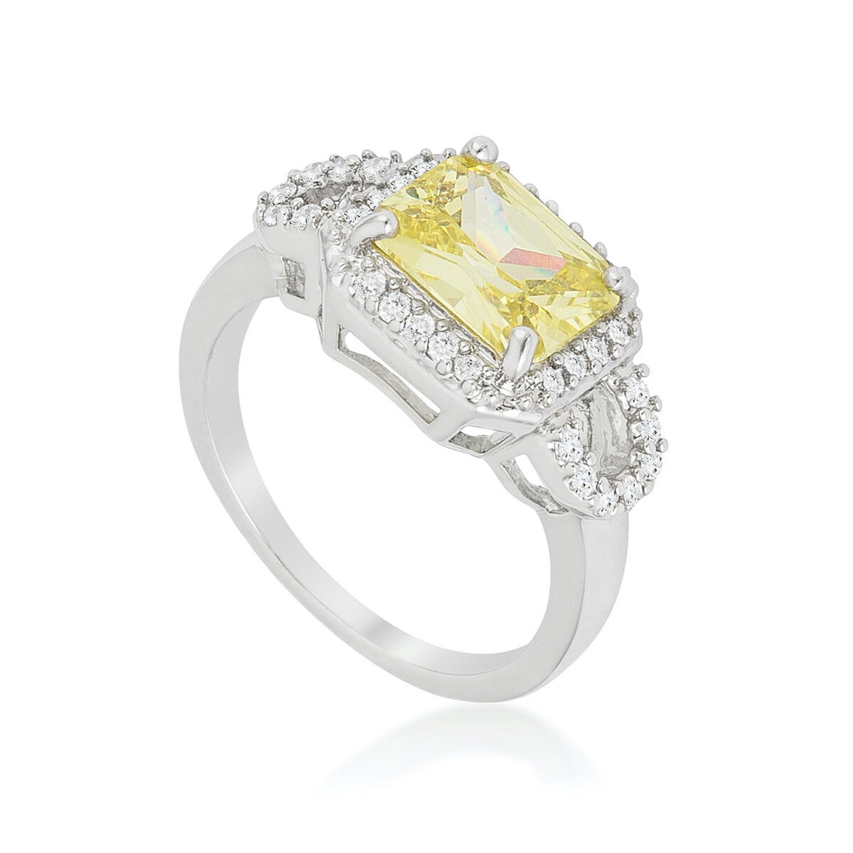 Radiant Cut Canary Yellow Halo Ring