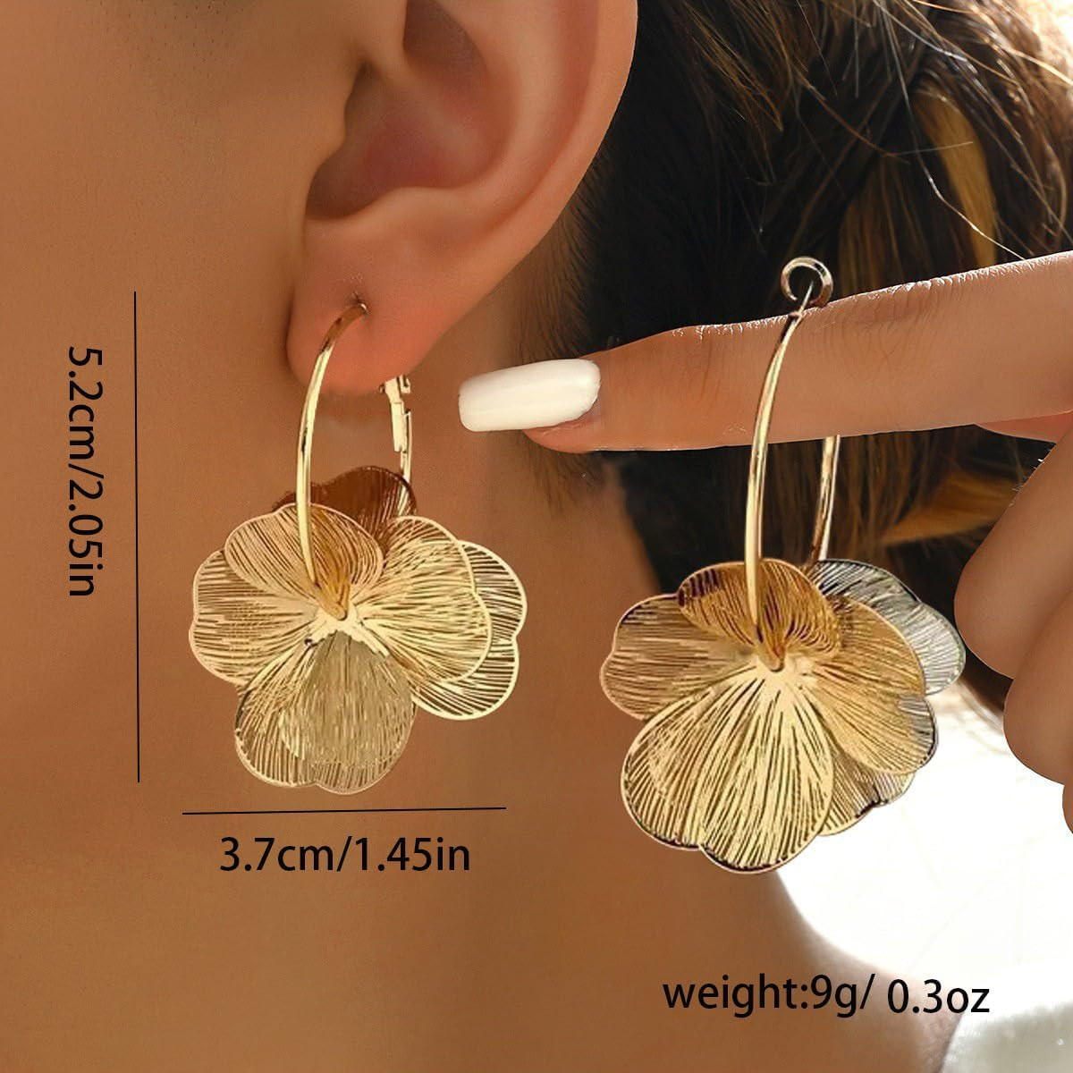 Dangle Flower Earrings for Women Statement Trendy Hoop Earring Floral Drop Earri