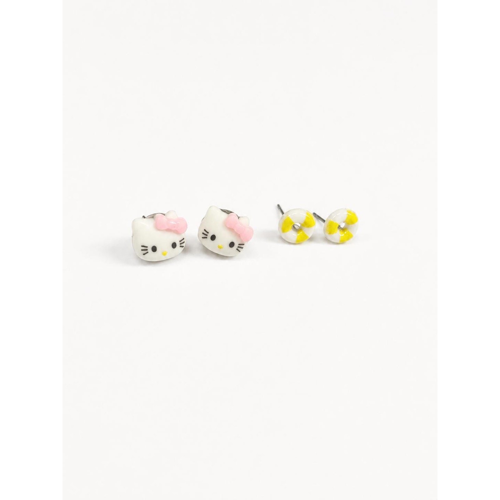 Summer Earrings Set | Hello Kitty Face & Life Preserver Stud Earrings 2 Pair Set