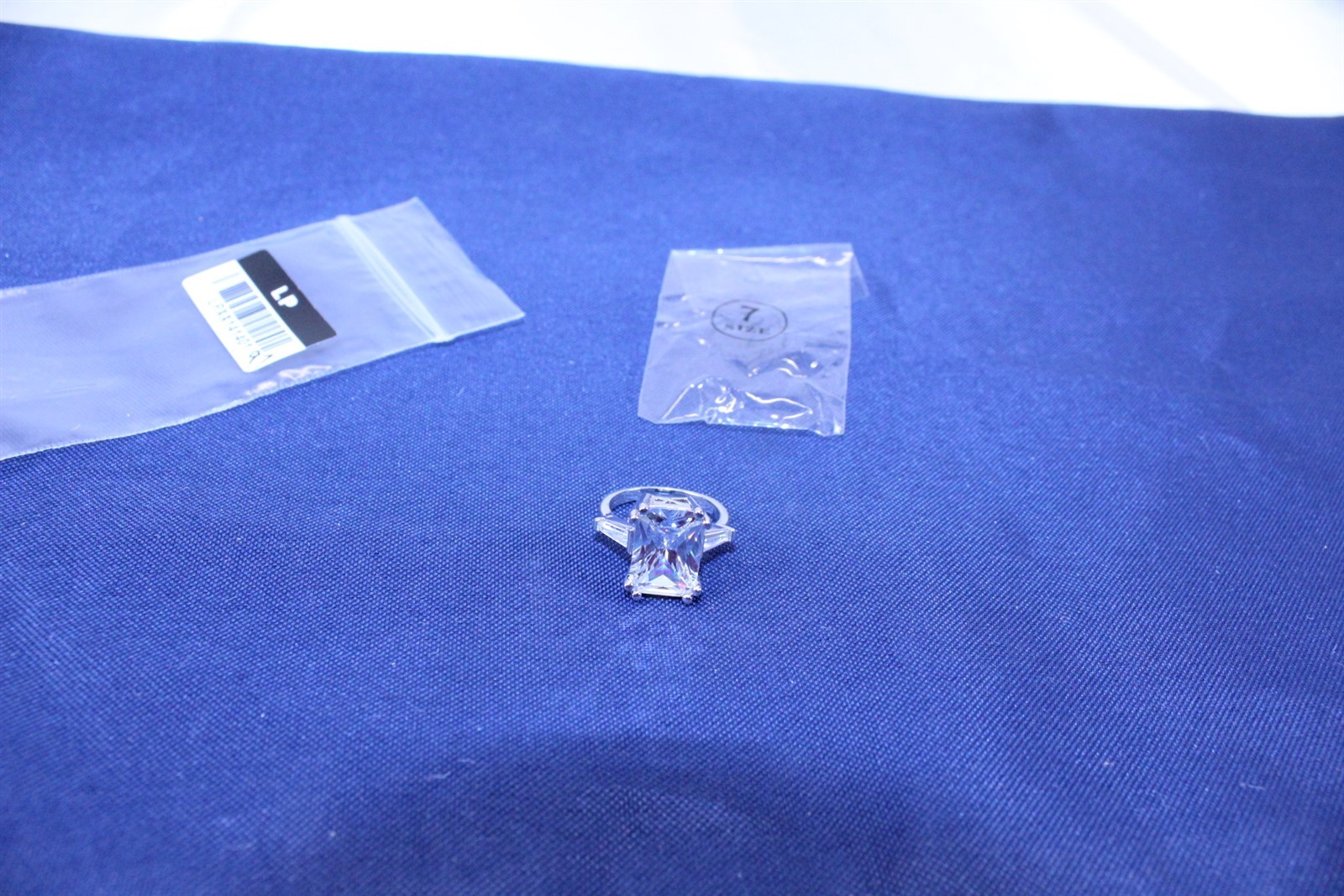 8.00 Ct Emerald Cut Crystal Ring Size 7 Brass Crystal