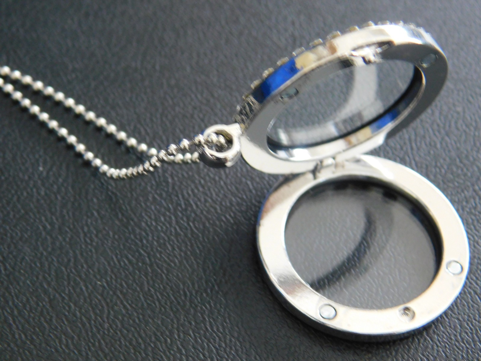 MAGNETIC SILVER LOCKETS W/CIRCLE OF GEMSTONES & CHAIN – 2 FOR $65.00
