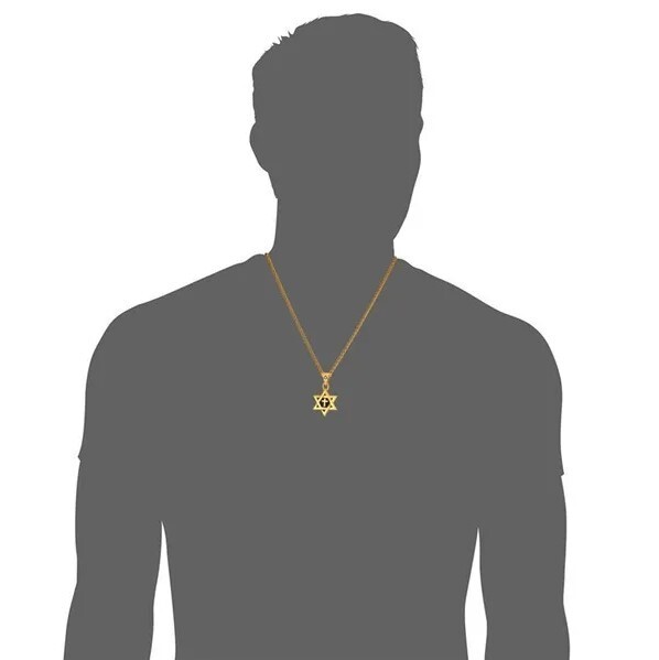 Gold Jewish Star of David with Cross Necklace