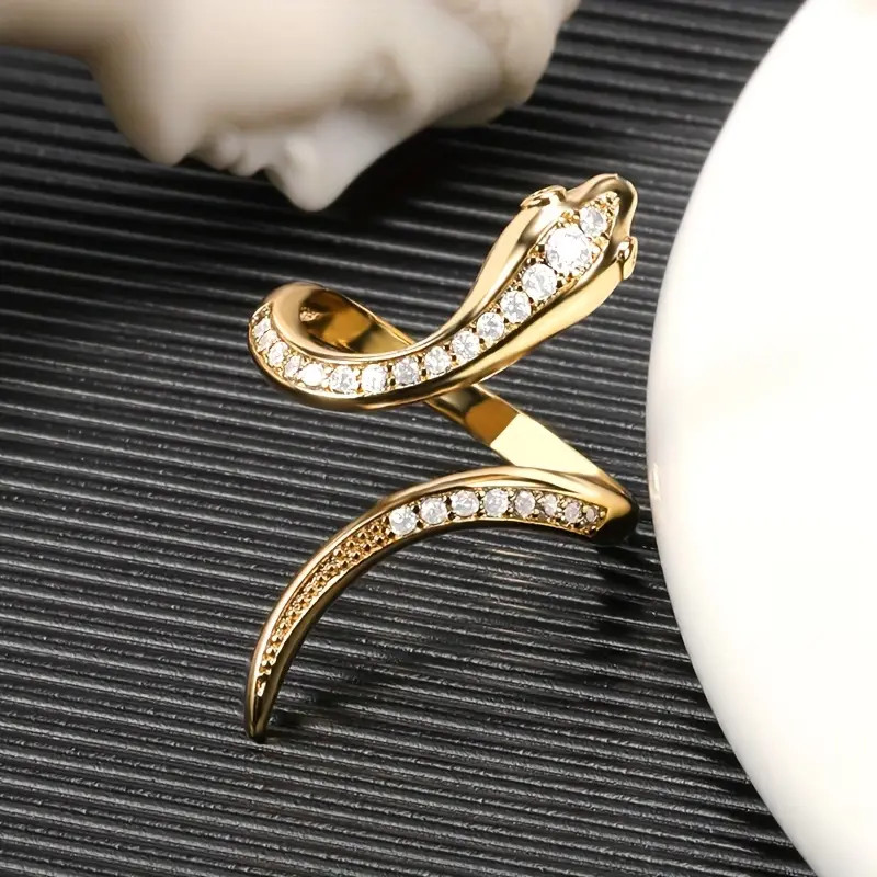1pc New Trend 2025 Fashion Simple Luxury Style Snake Shape Women Rhinestone Ring