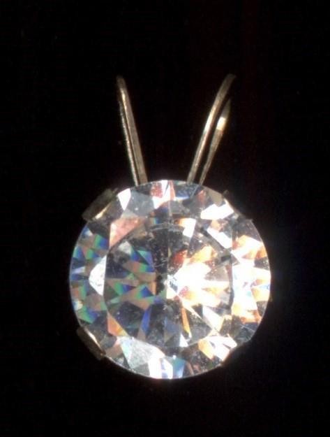 10K Fine Solid Yellow Gold 6mm Round Clear Crystal CZ Solitaire Pendant OT