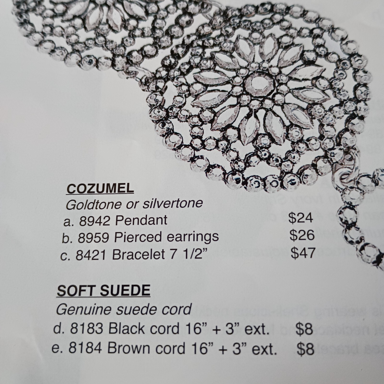 Park Lane Cozumel Silvertone Pendent and Bracelet with Soft Black Suede Cord