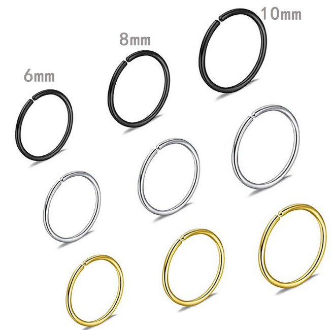 1Pc Non Pierced Stainless Steel Clip On Lips Ear Ring Septum Nose Earrings PE42