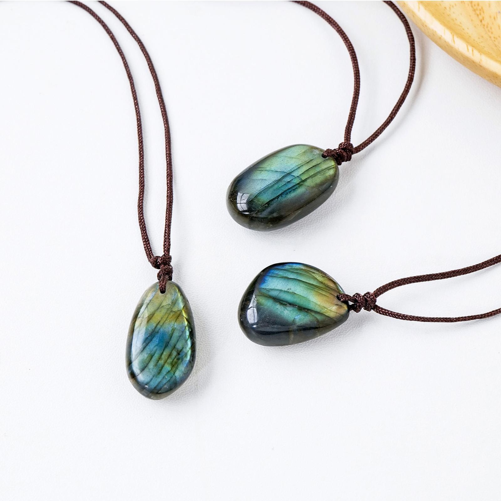 Natural Labradorite Pendant Crystal Necklace Healing Stone Necklace Charm