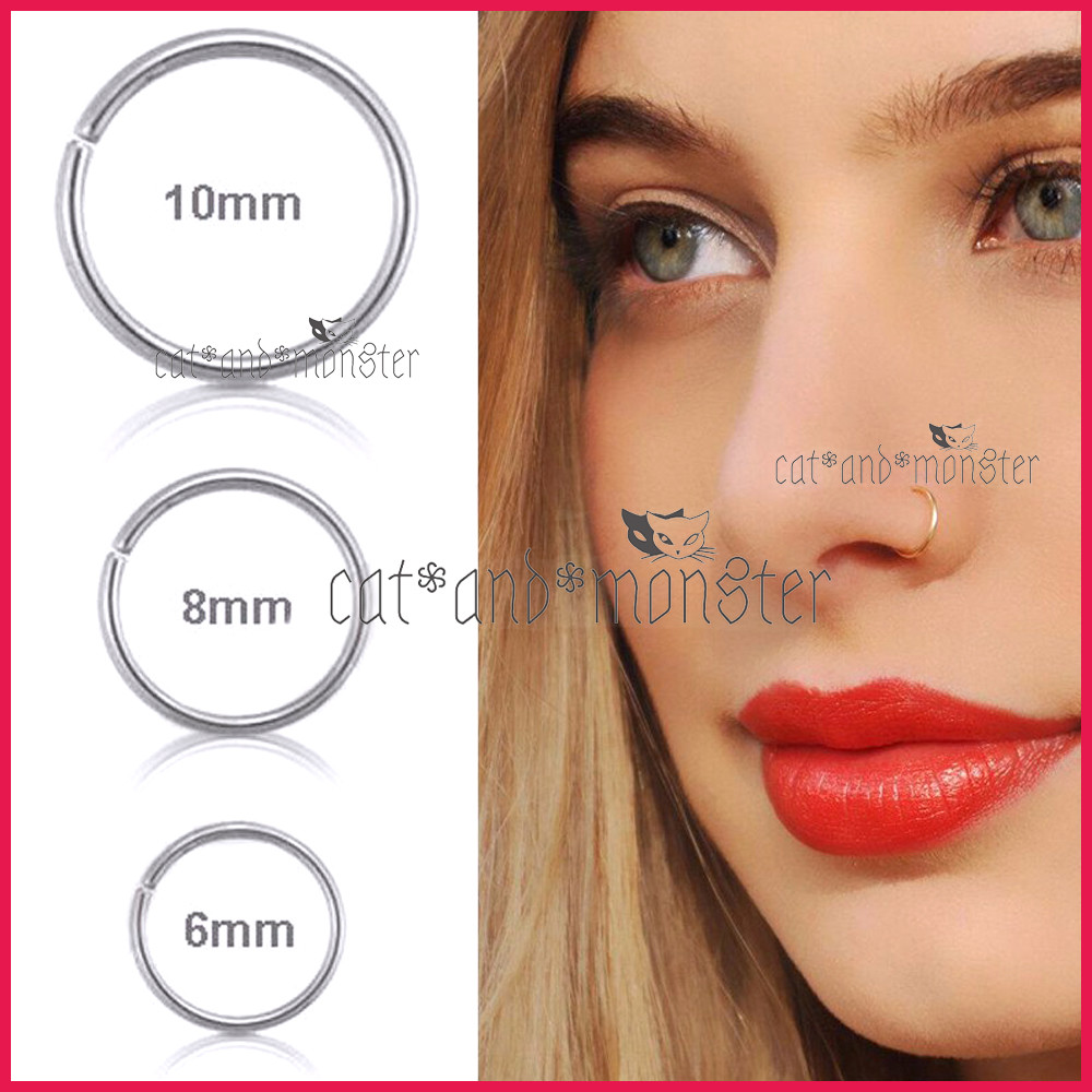 Solid Sterling Silver Nose Lip Ear Ring Sleeper Twist Bend Hoop Earring Piercing