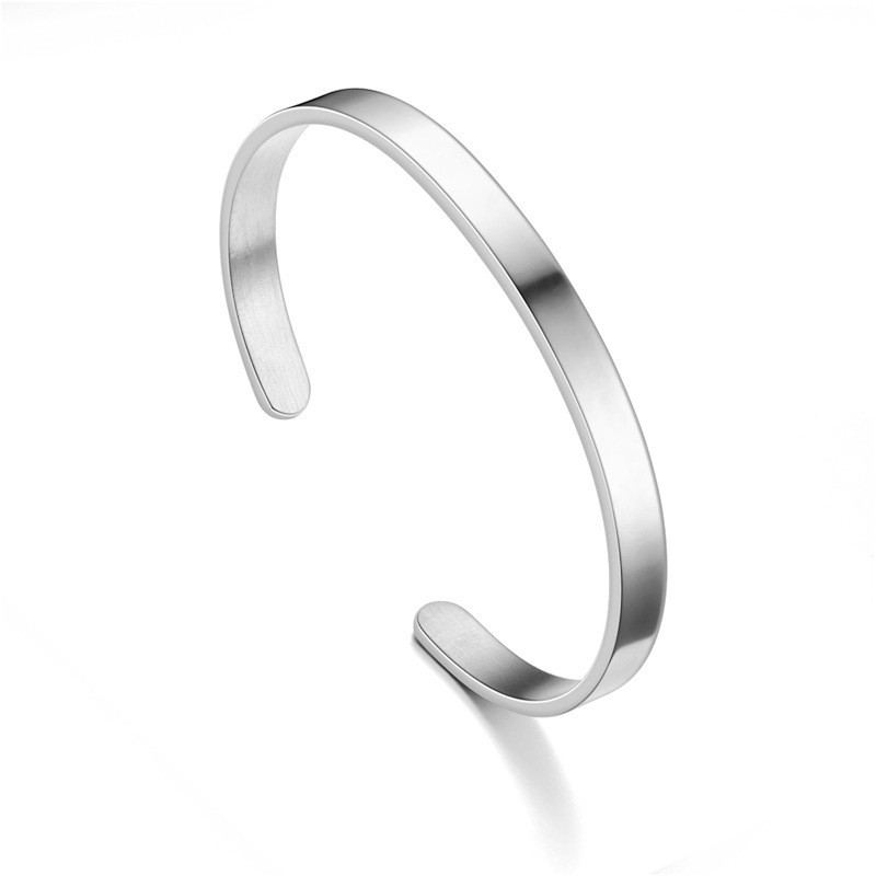 Stainless Steel Mens Cuff Bracelet 6mm Cool Open Metal Cuff Bangle Men Women USA
