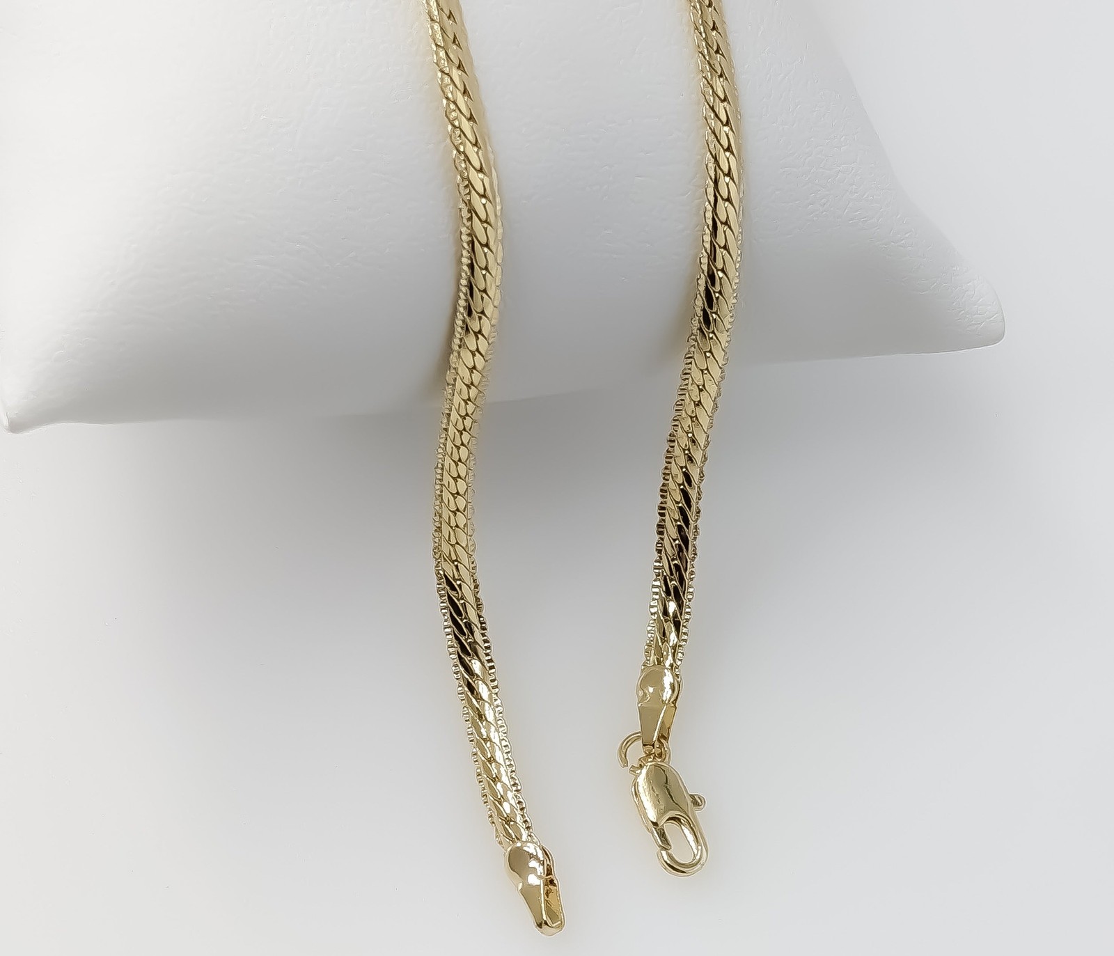 Herringbone Chain Necklace 14K Gold Plated 3mm Flat Snake Women 18–26″