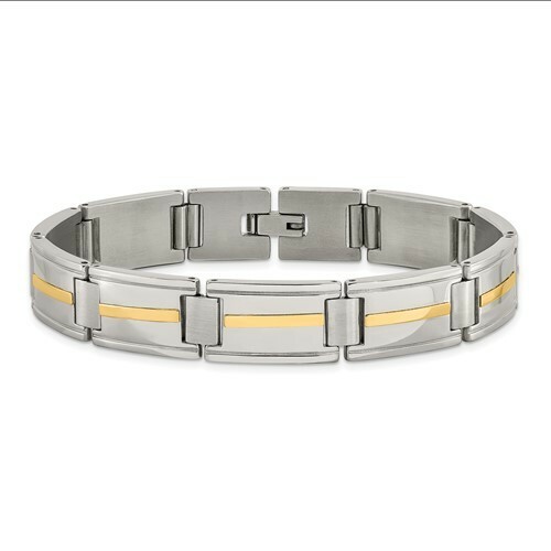 *BRAND NEW* Chisel Stainless Steel with 14k Gold Accent Bracelet SRB1721-8.75