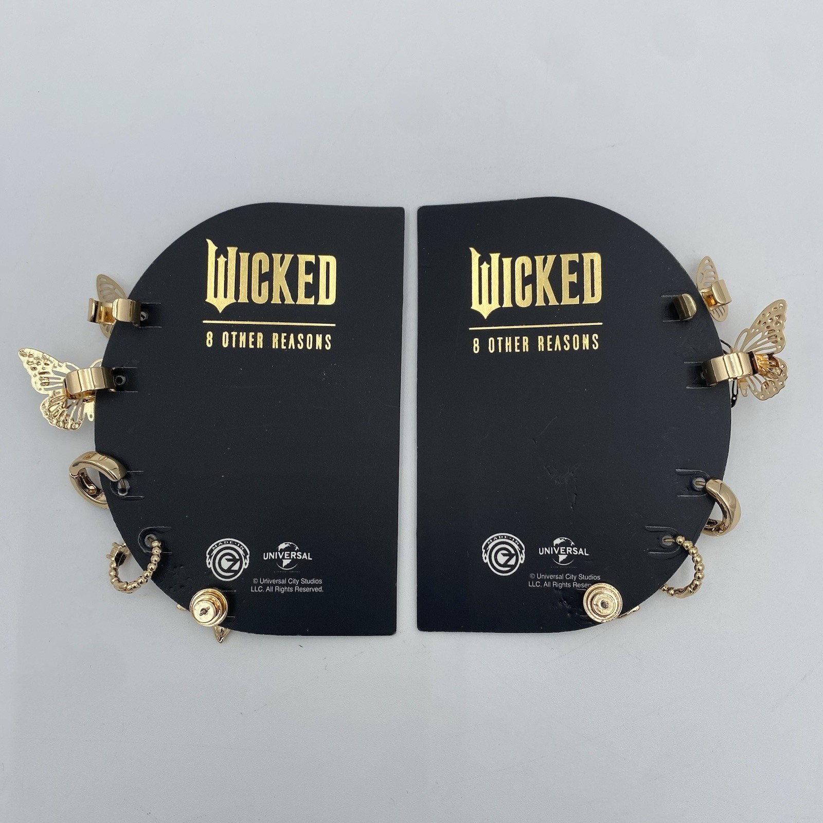 Wicked 8 Other Reasons Revolve Earrings & Ear Cuffs Set Butterfly Gold CZ Stones