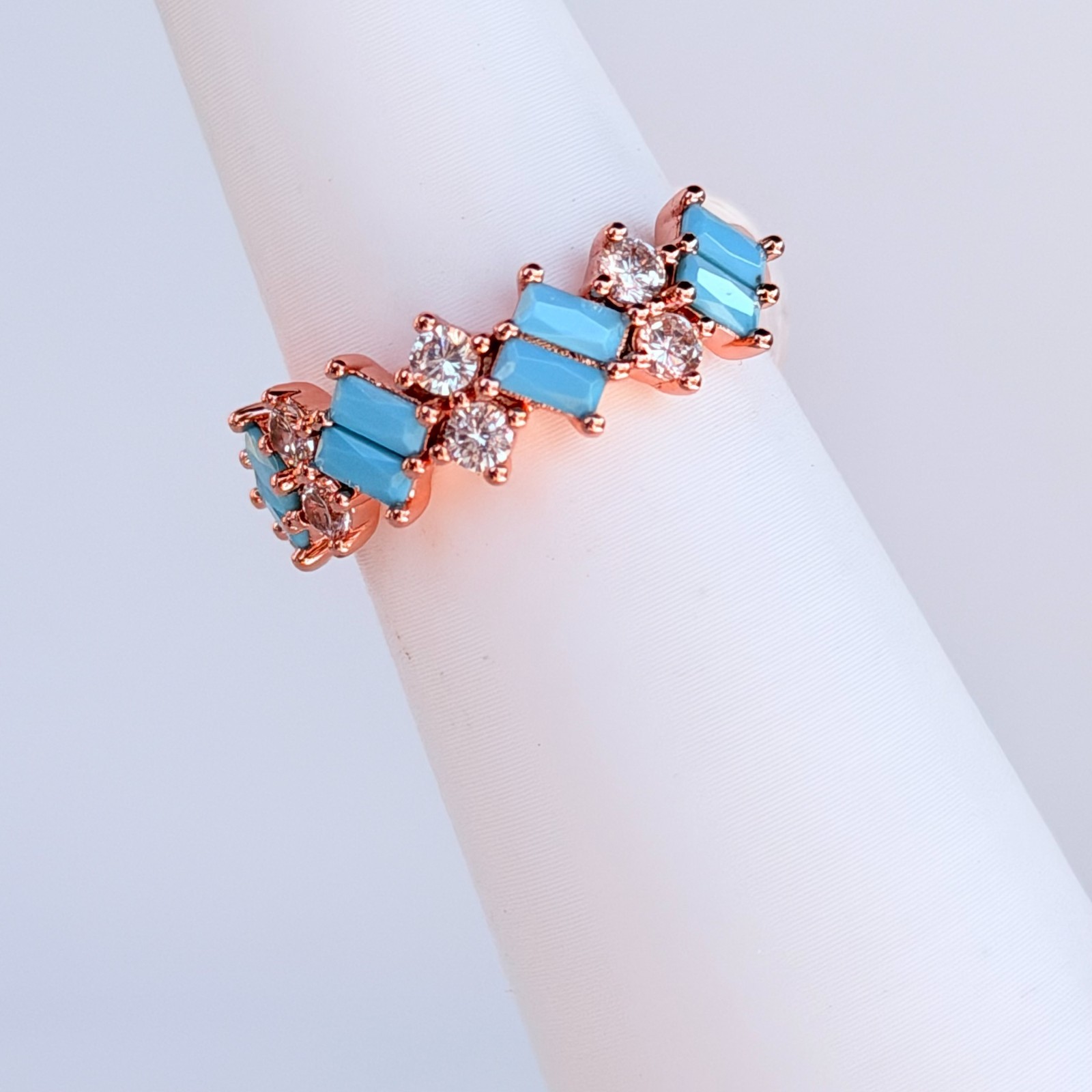 Bomb Party Ring Sz 7 RBP6794 “A Band of Wonder” Turquoise Magnesite on Rose Gold
