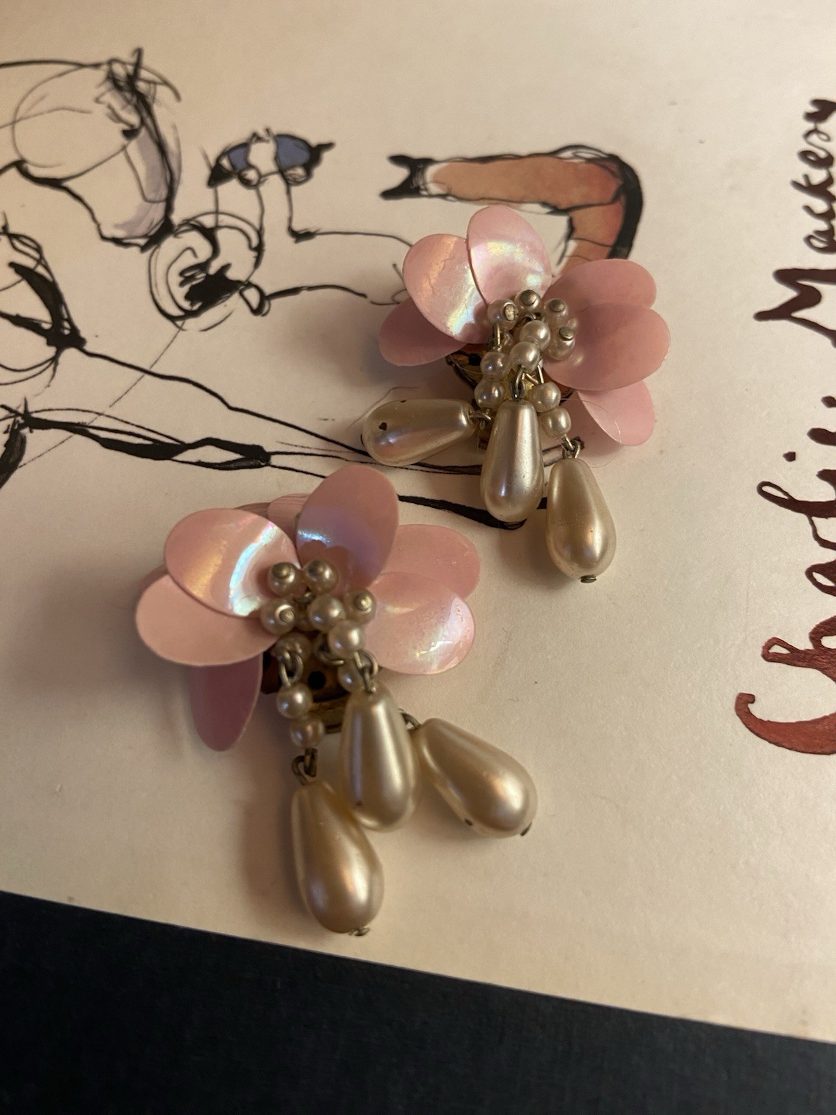Vintage 1950s Movable Petal Flower Clip-On Earrings
