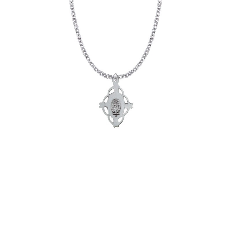925 Sterling Silver Filigree Miraculous Flower Medal Mary Pendant Necklace