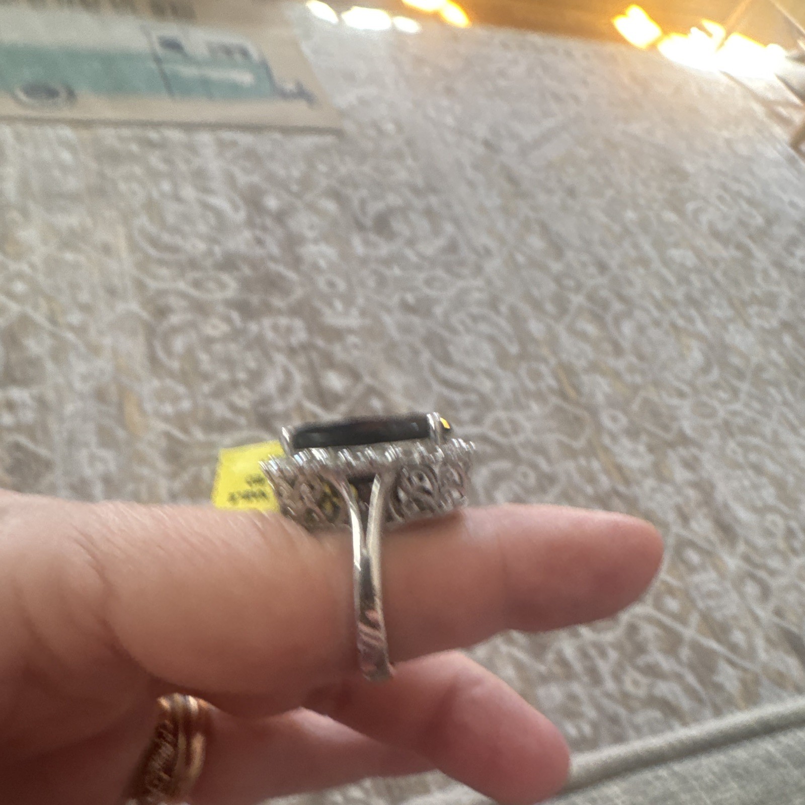 Thai black spinel white topaz platinum over sterling silver