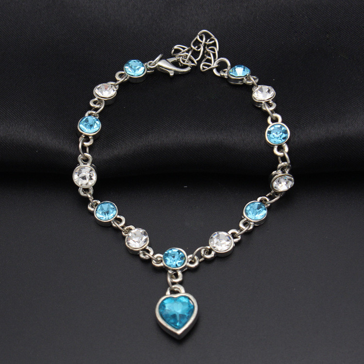 Fashion Women Heart of Ocean Crystal Rhinestone Bangle Bracelet Elegant Jewelry