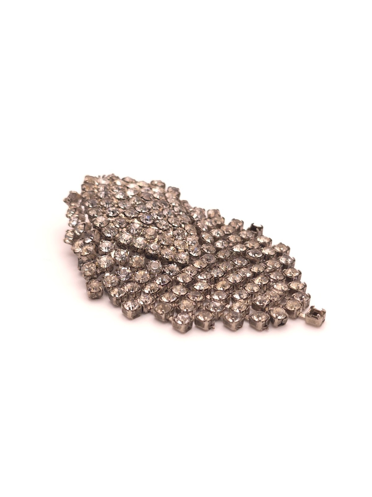 Vintage Silver Tone Clear Waterfall Rhinestone Dangle Brooch Pin(Missing Stones)