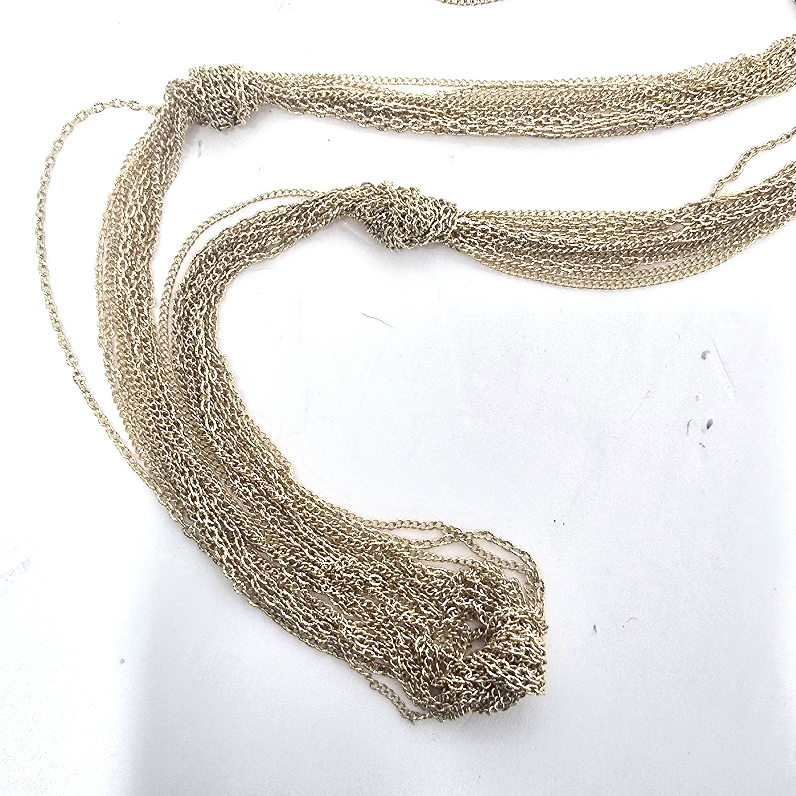 Erica Lyons necklace gold tone knot long 42″ multi strand new