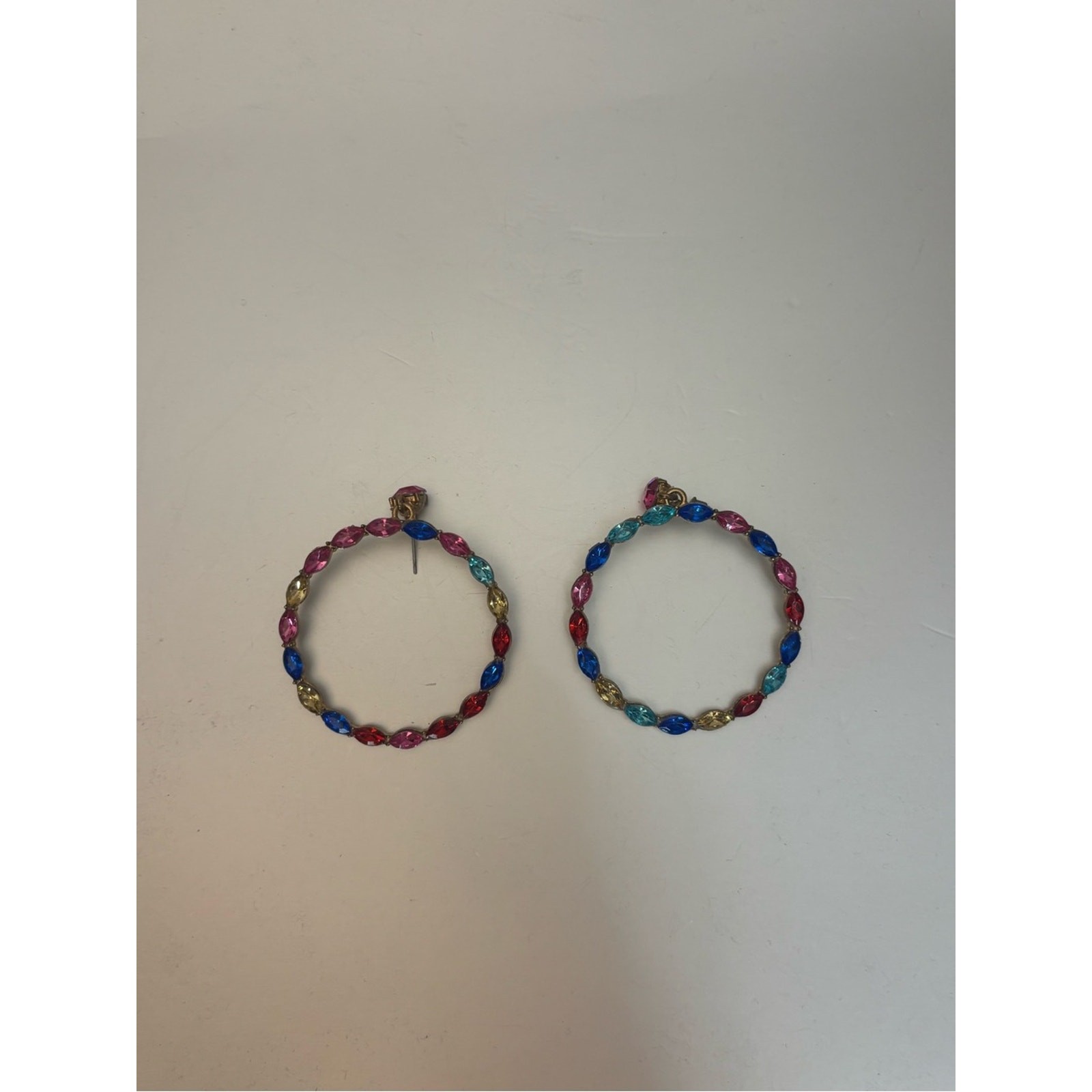 Source Unknown Multicolor Marquise Crystal Hoop Earrings in Gold-Tone