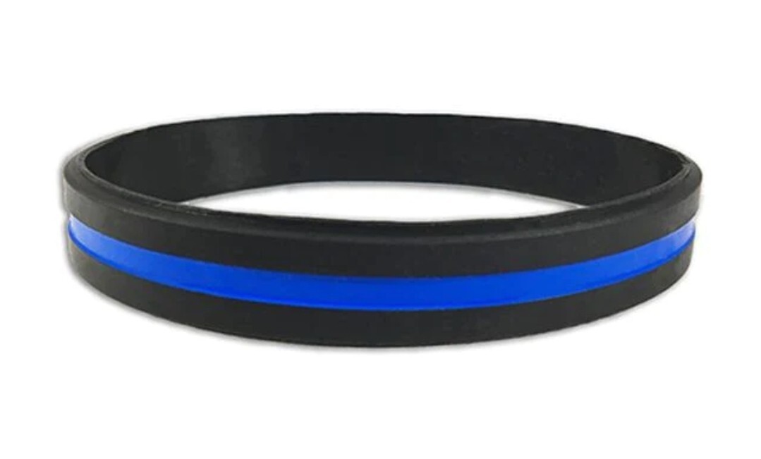 Thin Blue Line Police Silicone Rubber Bracelet Wristband