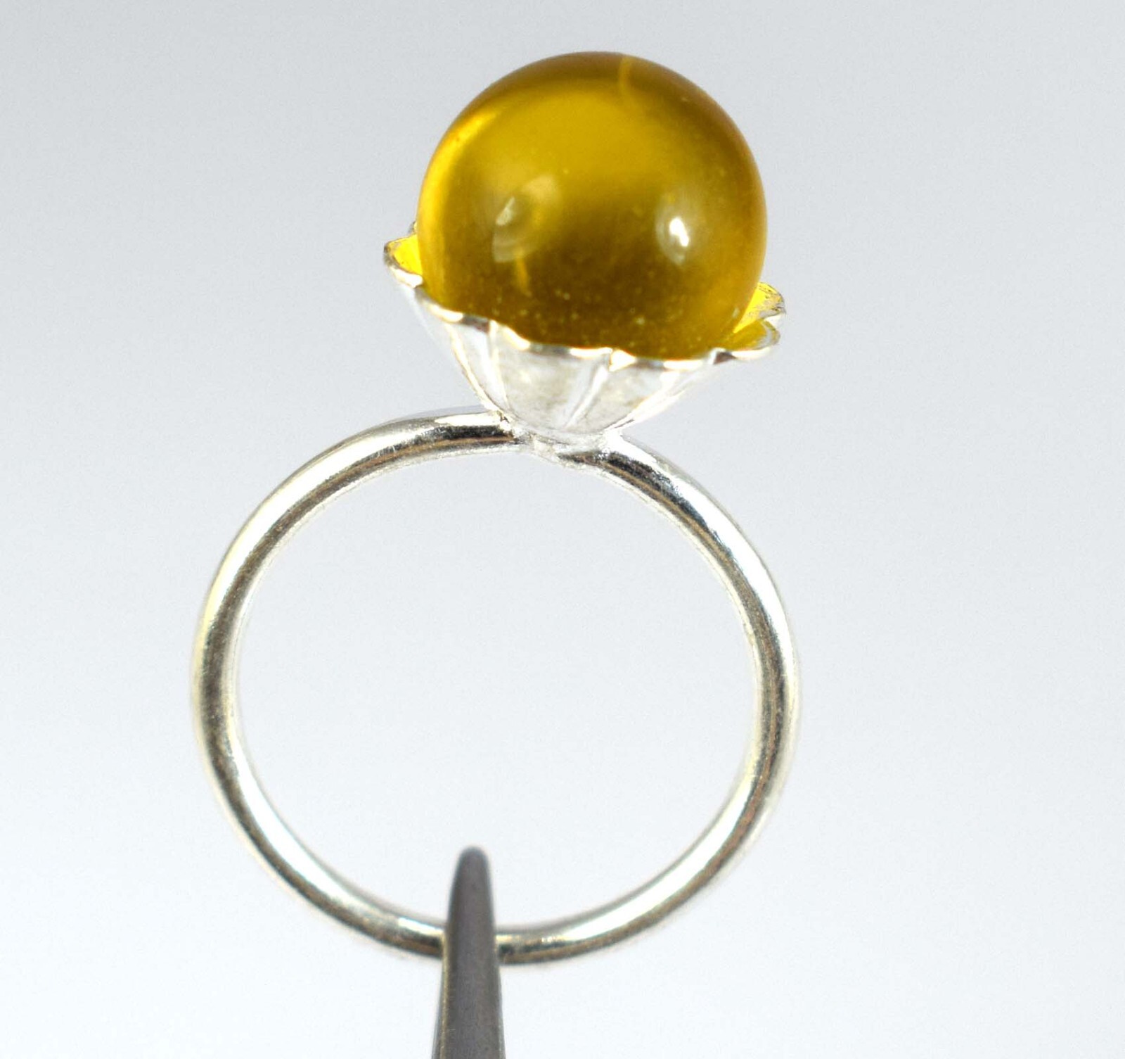Anniversary Present 18.50 Ct Brazilian Yellow Topaz Gemstone Ball Unisex Ring