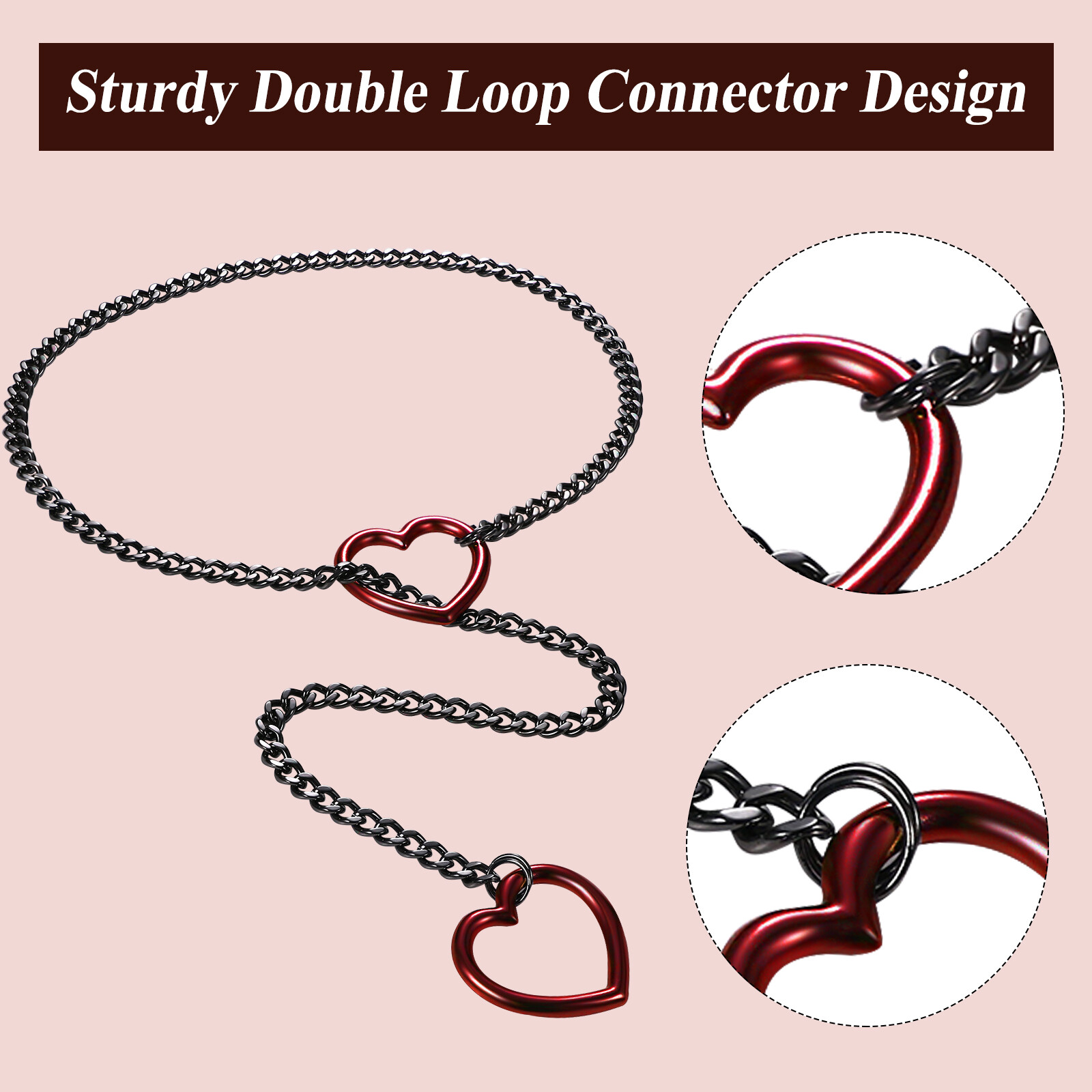 2 Pack Heart O-ring Slip Chain Punk Goth Lariat Y-Necklace Choker For Women