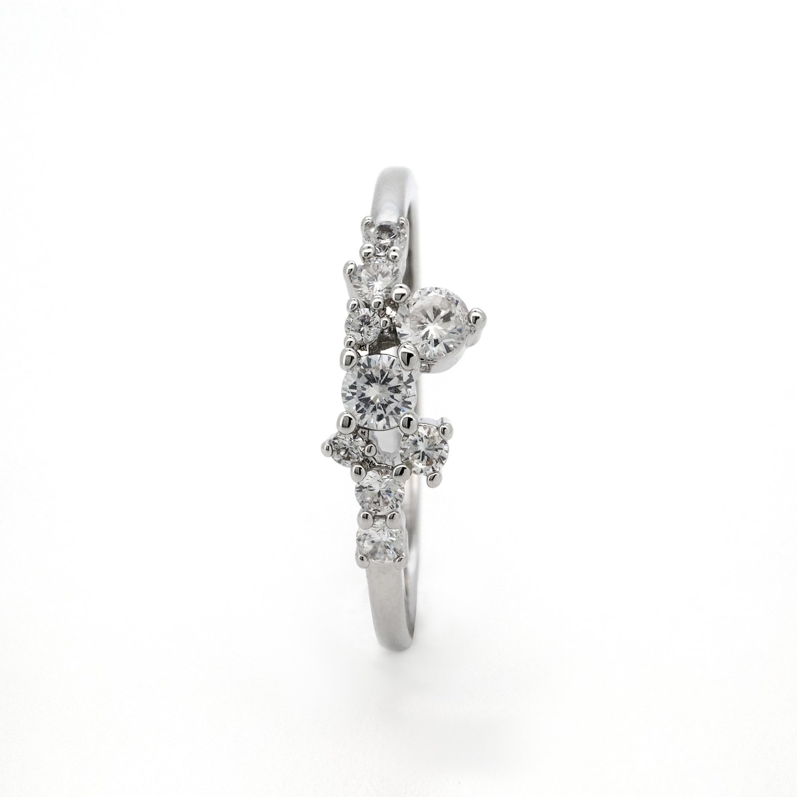 18K Gold Plated CZ Floral Promise Ring for Women, Stackable Wedding Band Gift