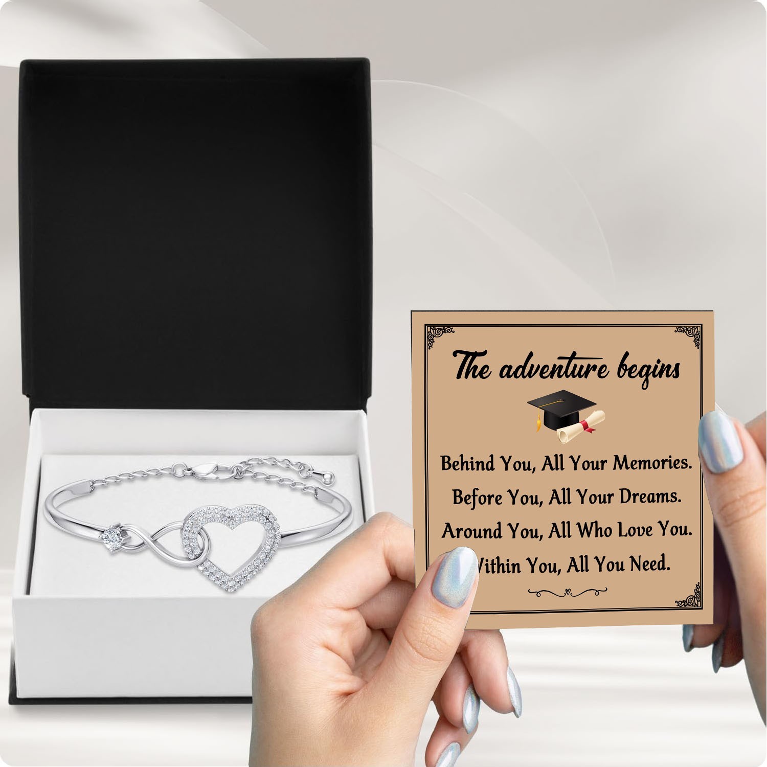 Graduation Bracelet Heart 2026 Graduate Jewelry Gift for Her Girls The Adventure