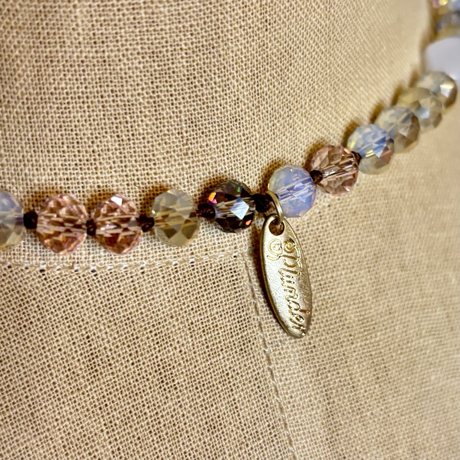 Plunder Design “OLIVER” Hand Knotted Cord 36″ Necklace Beautiful AB Crystals