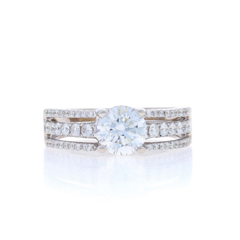 White Gold Lab-Created Diamond Engagement Ring – 18k Round 1.62ctw IGI Cathedral