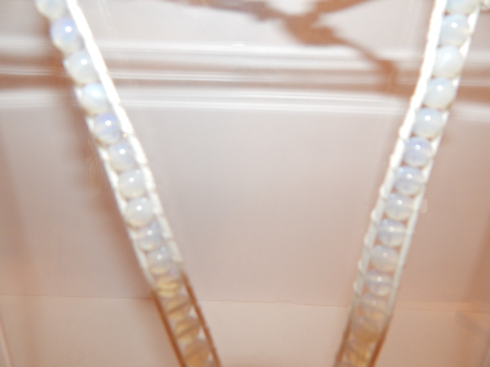 Opalite Choker Necklace 16.5-20.5″ & bracelet in rope cord &silver tone 220 ctw