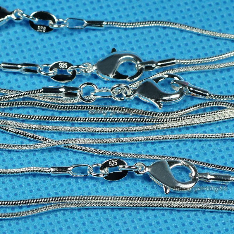 Wholesale lots 925 Sterling Solid Silver Plated 1mm Snake Chain Necklace 16″-24″