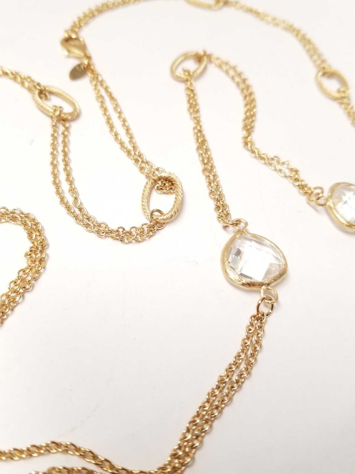 Ruka 18K Gold Clad Statement Necklace w/ Glass Stone 38 inches