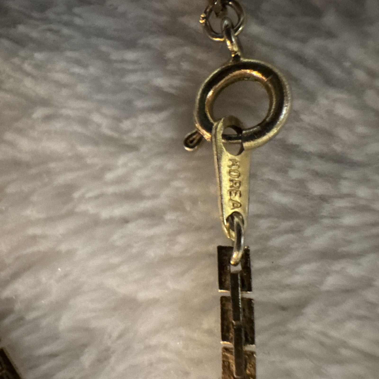 Gold Tone Box Chain Necklace Spring Ring Clasp Signed Korea-Sourced