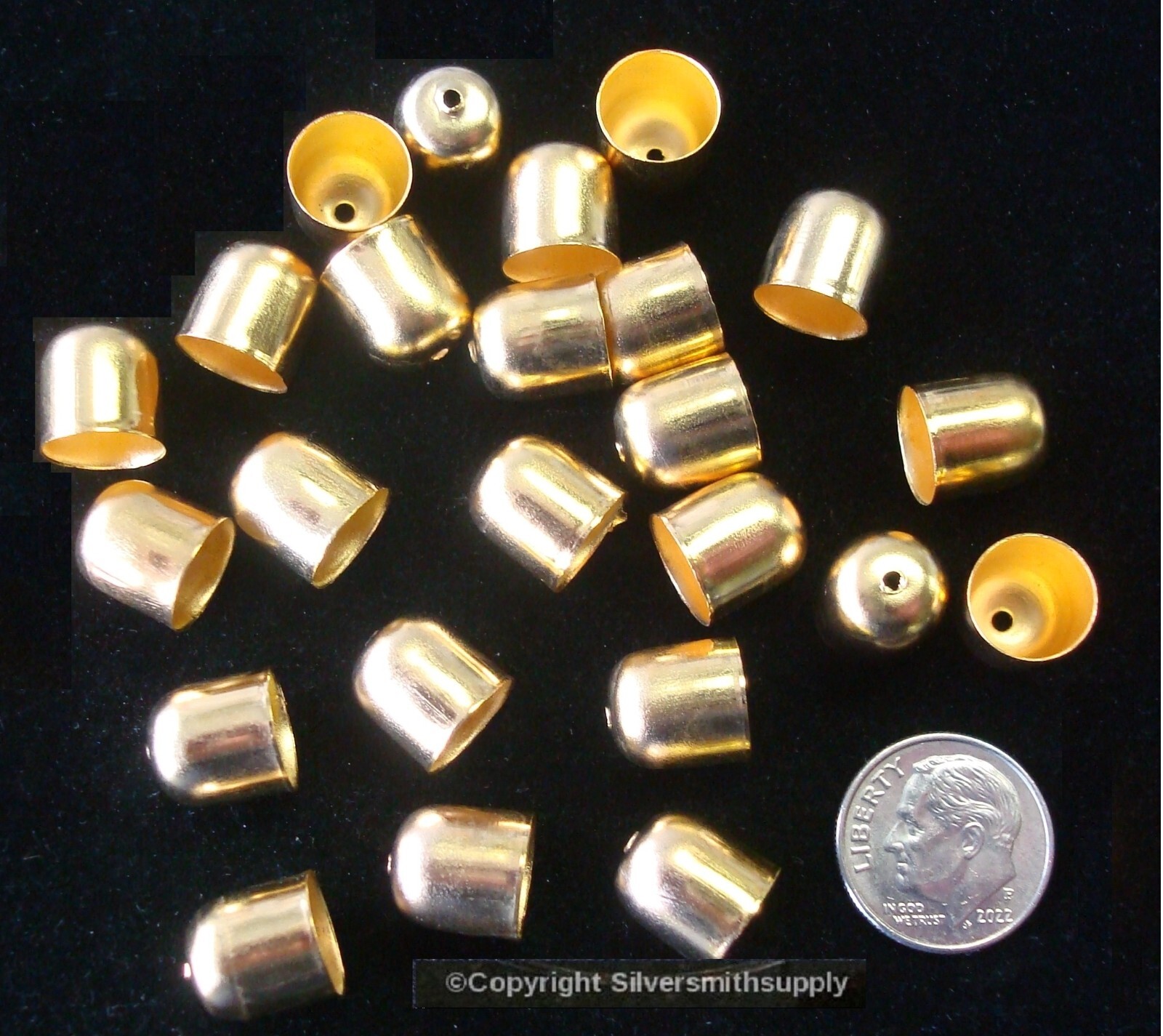 Necklace cones thong ends 10mm leather necklace ends 24pcs Yellow Gold Pl FPS094