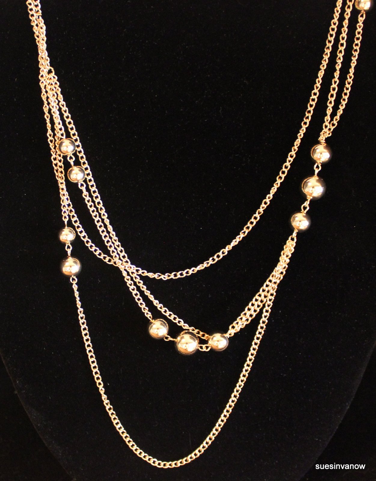 Goldtone Gold Ball Chain Necklace 26″ Sweater Blouse Dress Casual