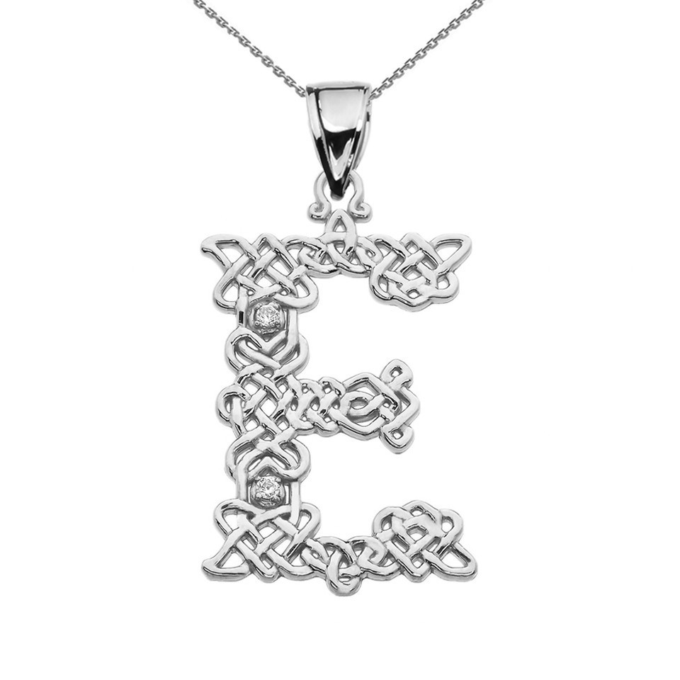 Sterling Silver Letter A-Z Initial Celtic Knot CZ Pendant Necklace
