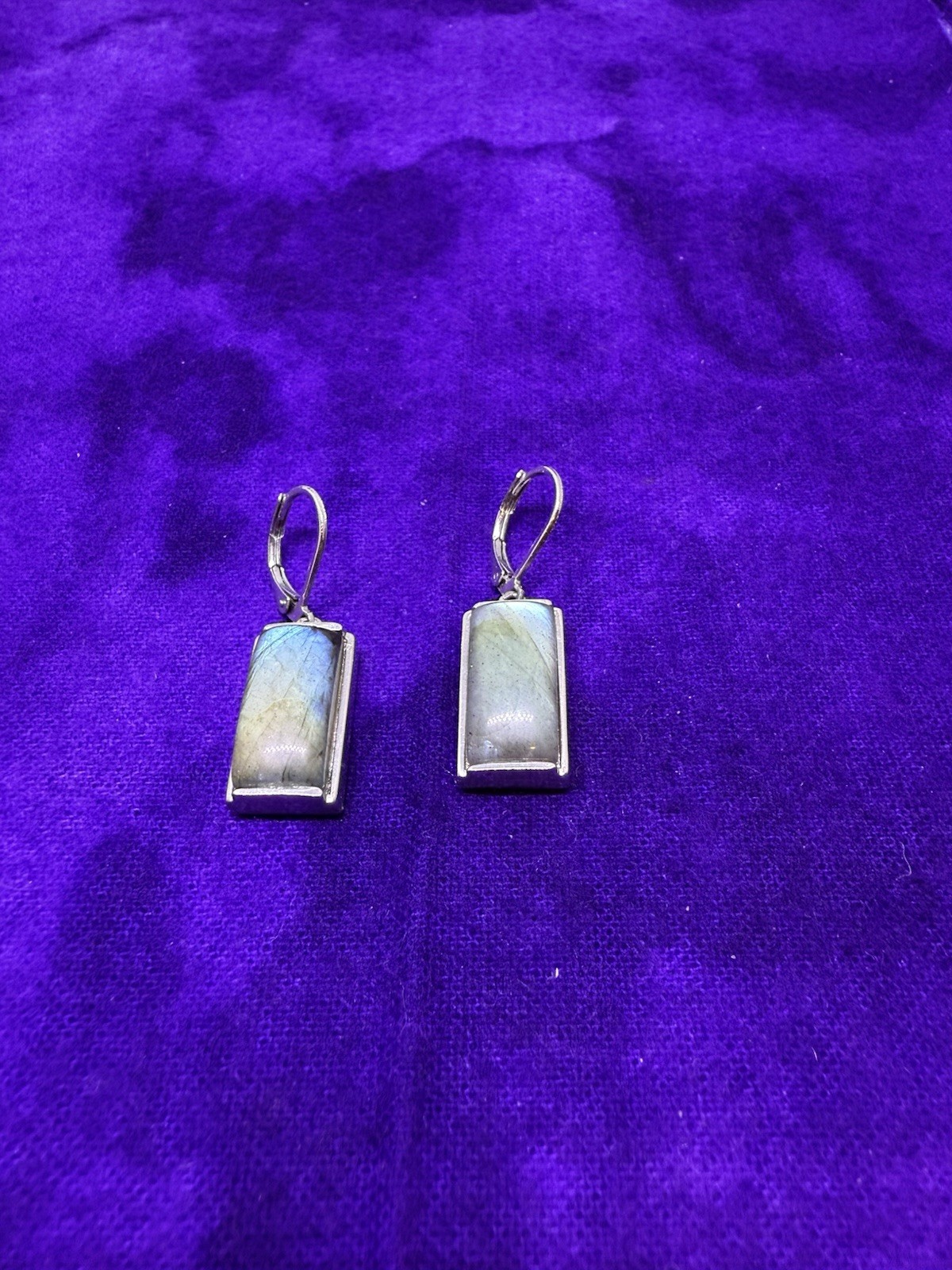 Labradorite Earr. Stain. Steel, 3/4 In Long, 1/2 In Wd. Kari’s Brand