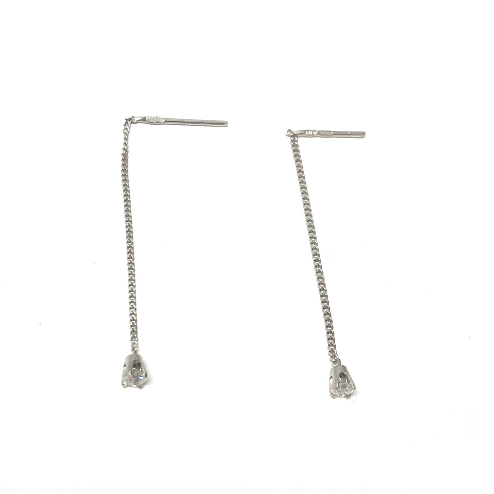 0.30 ct Diamond Chain Threader Drop Earrings Station Dangle 14k Gold F/ NATURAL