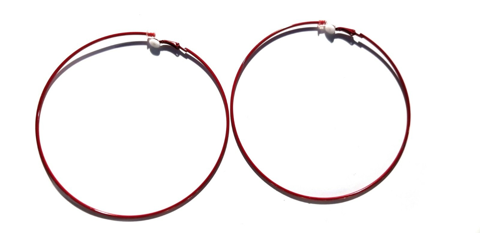 CLIP-ON EARRINGS LARGE 4 inch HOOP EARRINGS ASSORTED COLORS THIN NON PIERCED