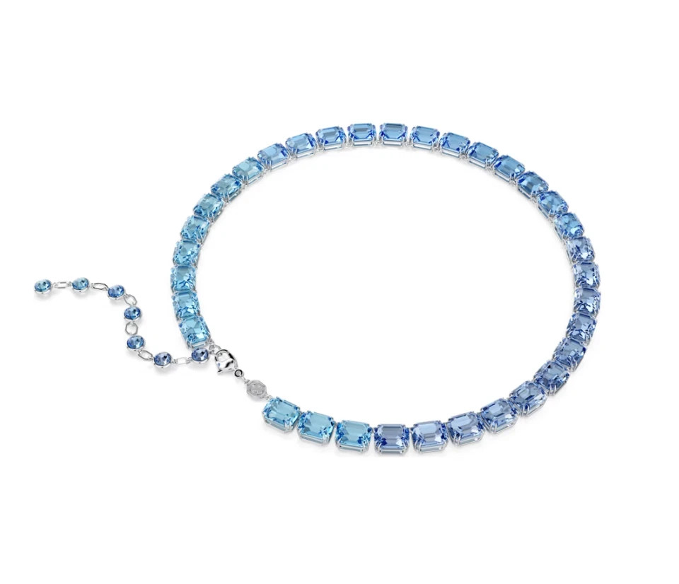 Millenia necklace Octagon cut, Color gradient, Blue, Rhodium plated