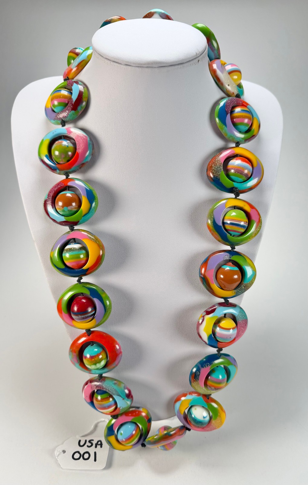 Jackie Brazil “Saturn” Kandinsky Disc & Ball Long 75cm Necklace ( N0052 )