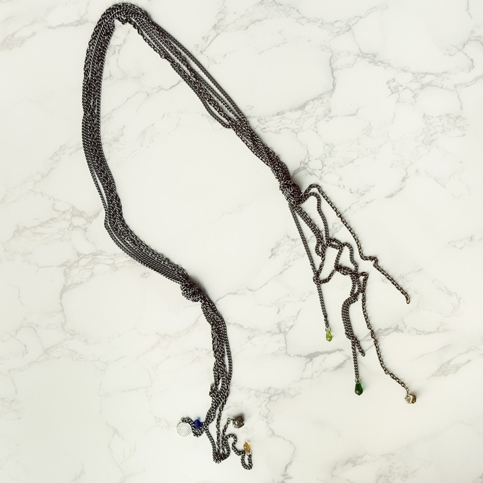 Gemma Redux Multi Chain Necklace Lariat Pyrite ASO Gossip Girl